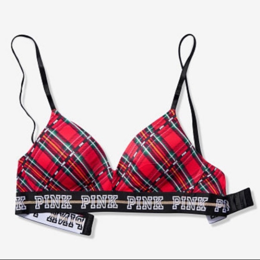 NWT VS PINK Wear Everywhere Wireless Bra Plaid